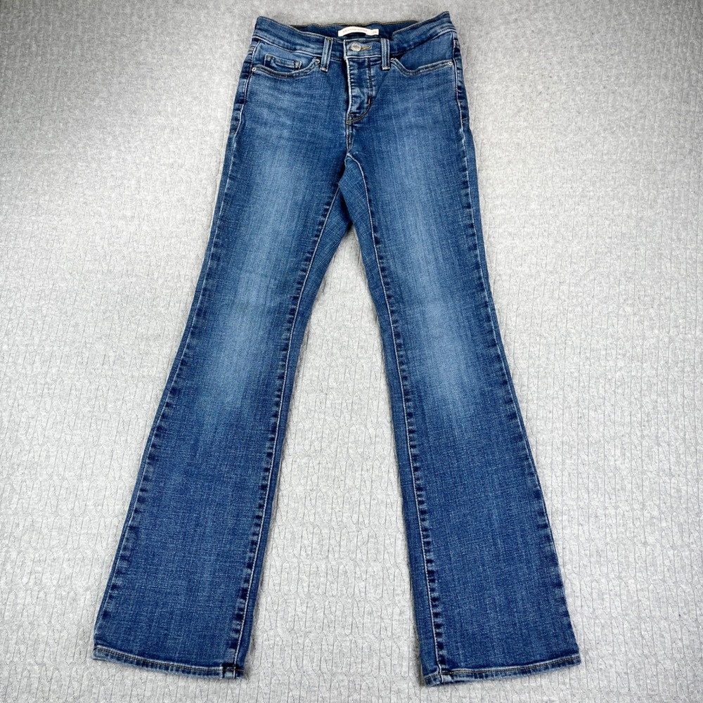 Levi 315 Shaping Bootcut Jeans Women 26/25x29 Blue Medium Wash Stretch Denim